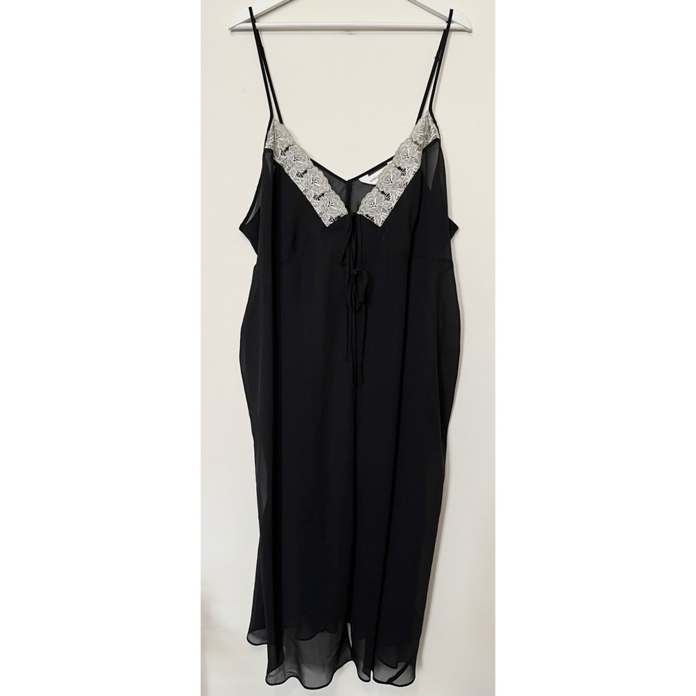 Avenue Body • 30/32 • Tie Front Midi Babydoll Camisole Sheer Chiffon Lace Trim